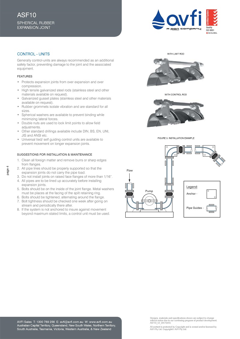 澳大利亞AVFI-ASF10橡膠軟接頭標準